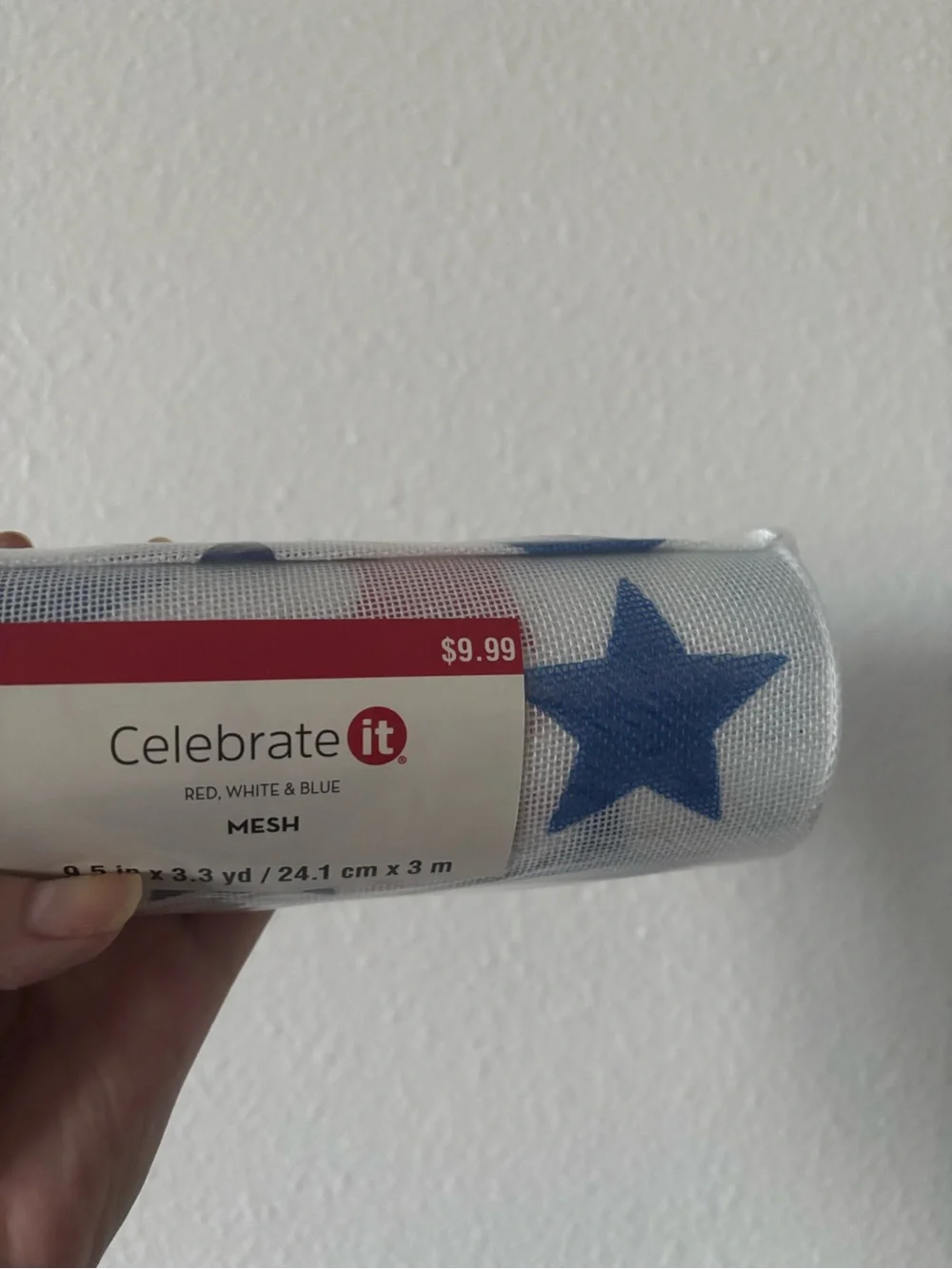 DIY Patriotic Celebrate 250tg Red, Wt Blue Star Mesh Roll Party Décor Final Sale